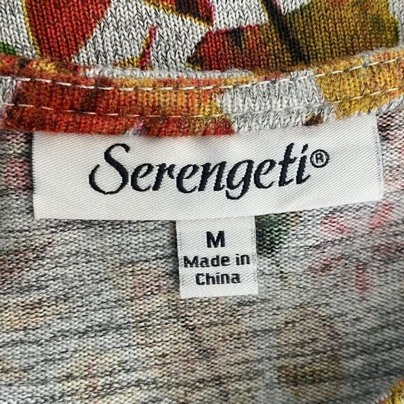 Serengeti Gray Leaf Print 3/4 sleeve Top Size Medium - Picture 5 of 7